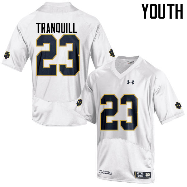 Youth #23 Drue Tranquill Notre Dame Fighting Irish College Football Jerseys-White